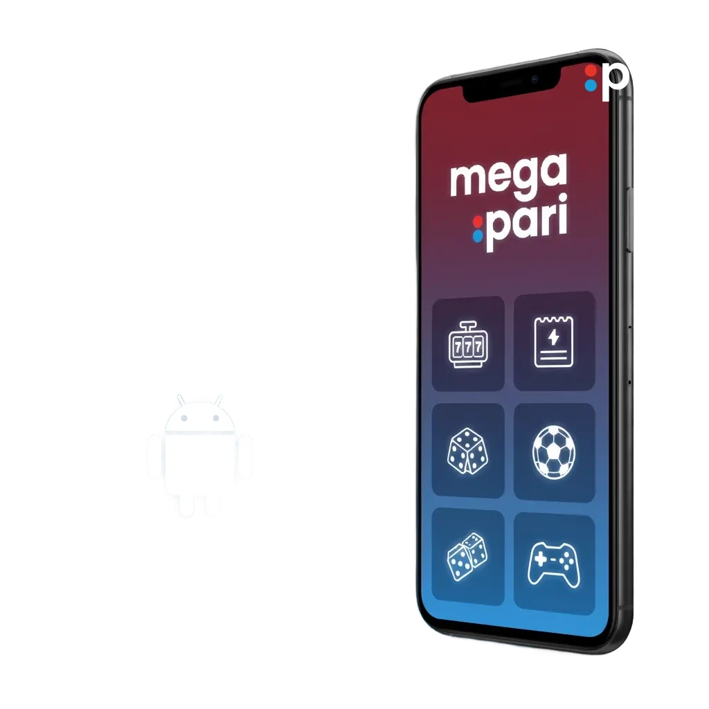 MegaPari Android app overview showing fast betting and casino play, full account access, and quick install to first login.