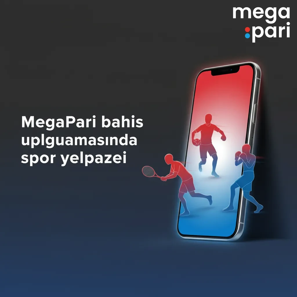 MegaPari uygulaması ekranı: LINE/LIVE bahis, tekli-kombine-sistem, futboldan eSpora tüm branşlar, istatistik, canlı izle.