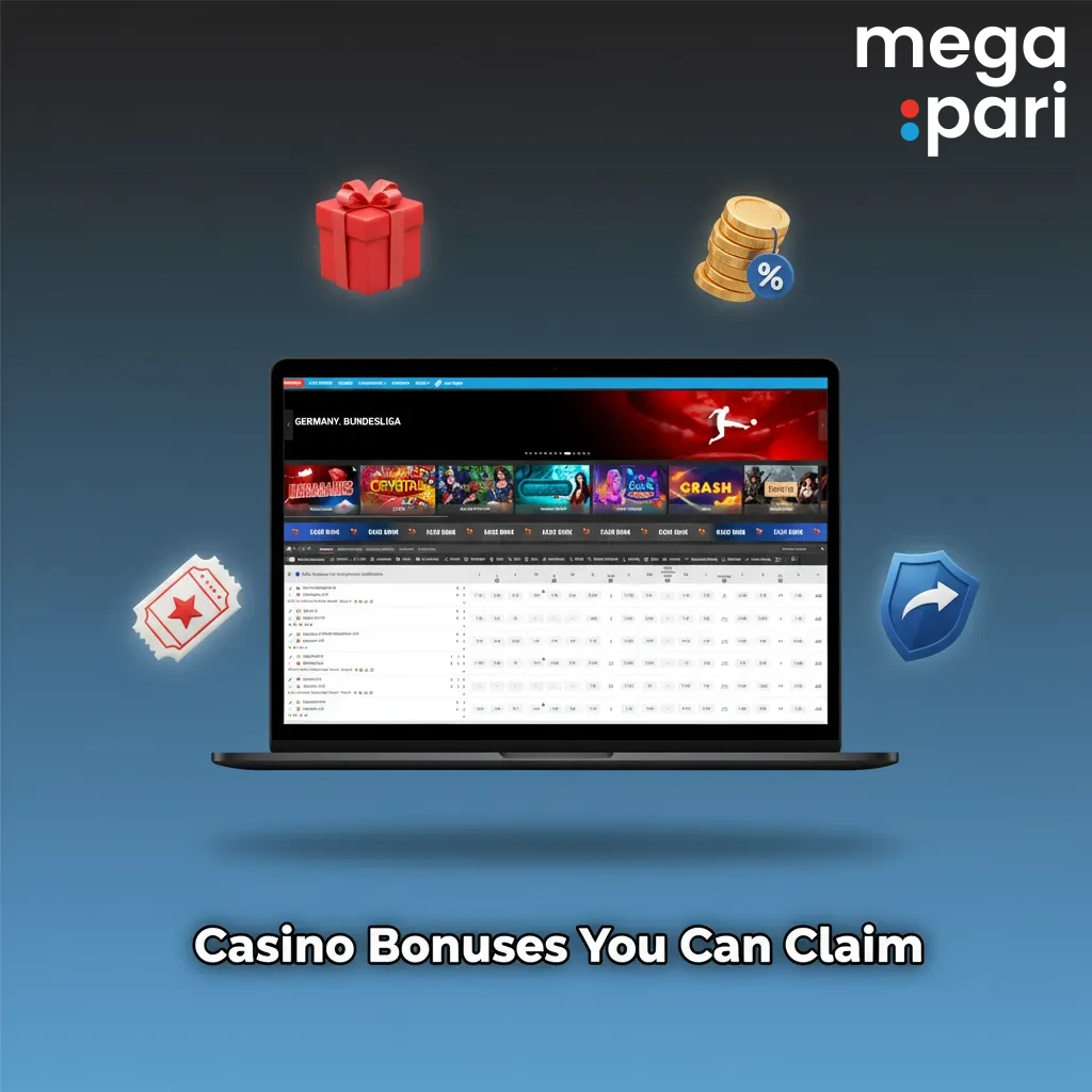 Casino bonuses overview: Weekly Reload 50%+50FS, 10% Cashback, Live Reload 25%, Drops & Wins, MegaGames Missions.