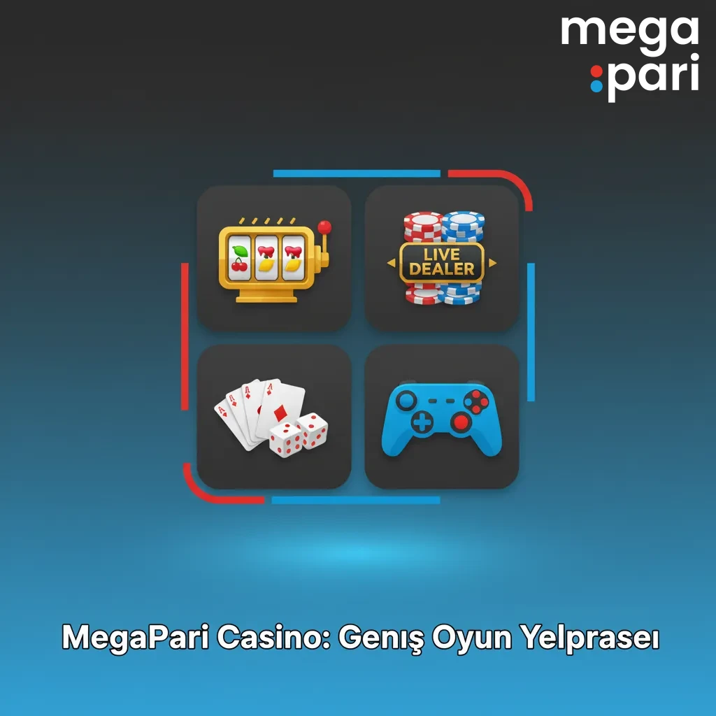 MegaPari Casino: geniş oyun yelpazesi—5000+ slot, crash, masa, kart, anlık oyunlar ve oyun şovları.