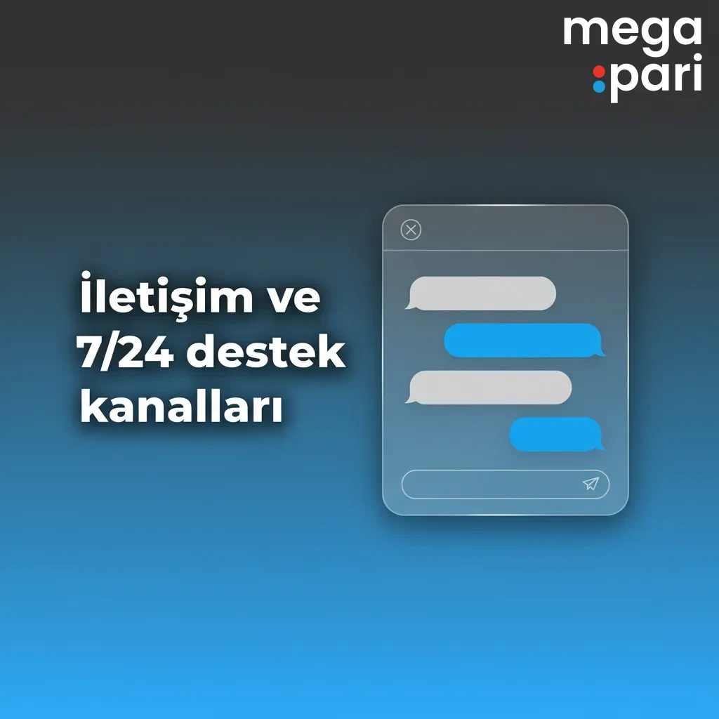 7/24 Türkçe destek kanalları: Canlı sohbet, e-posta formu, uygulama içi destek, SSS ve sosyal bildirim ikonları.