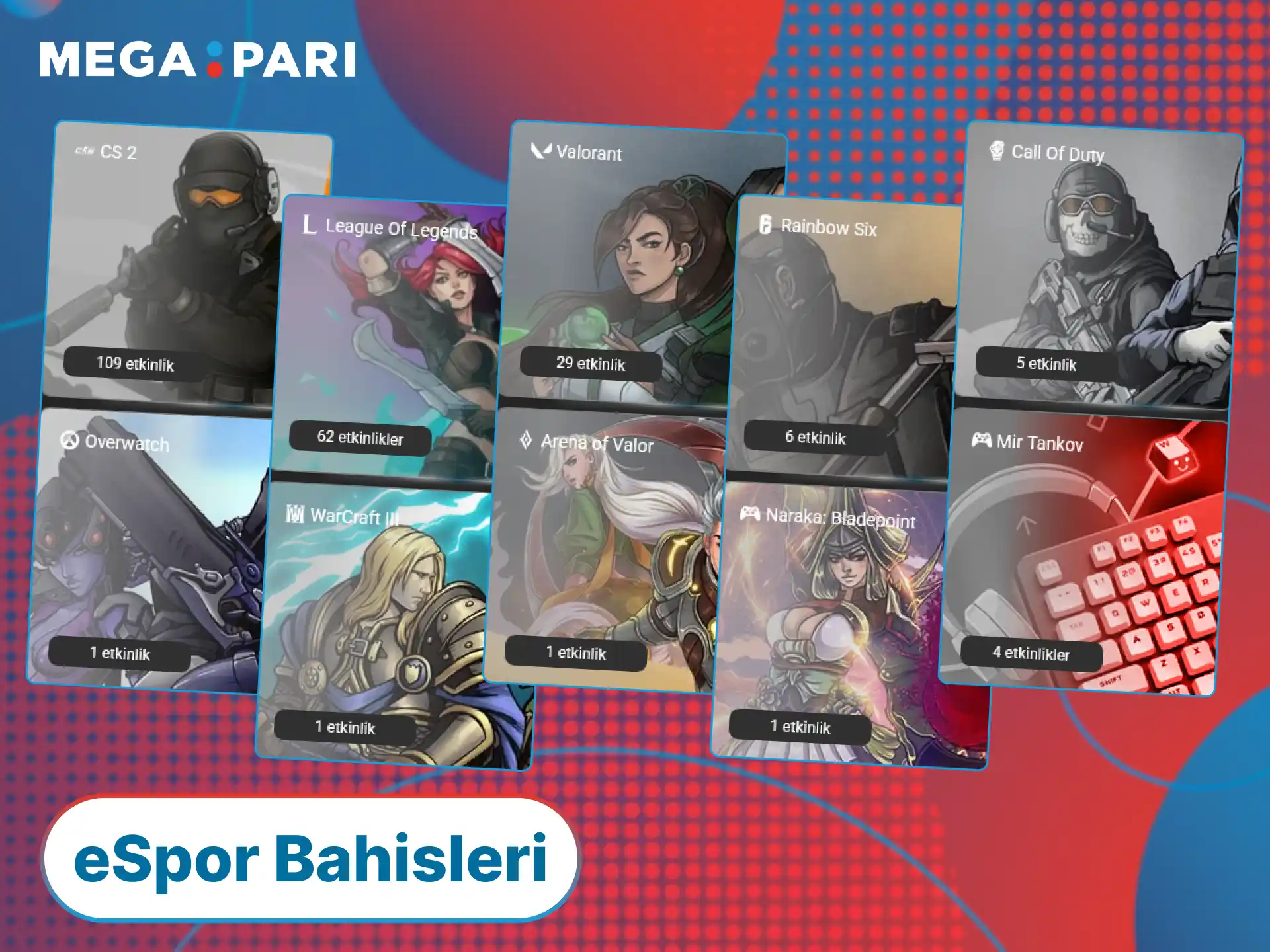 MegaPari eSpor dünyasına adım atın ve popüler turnuvalara bahis yapın.