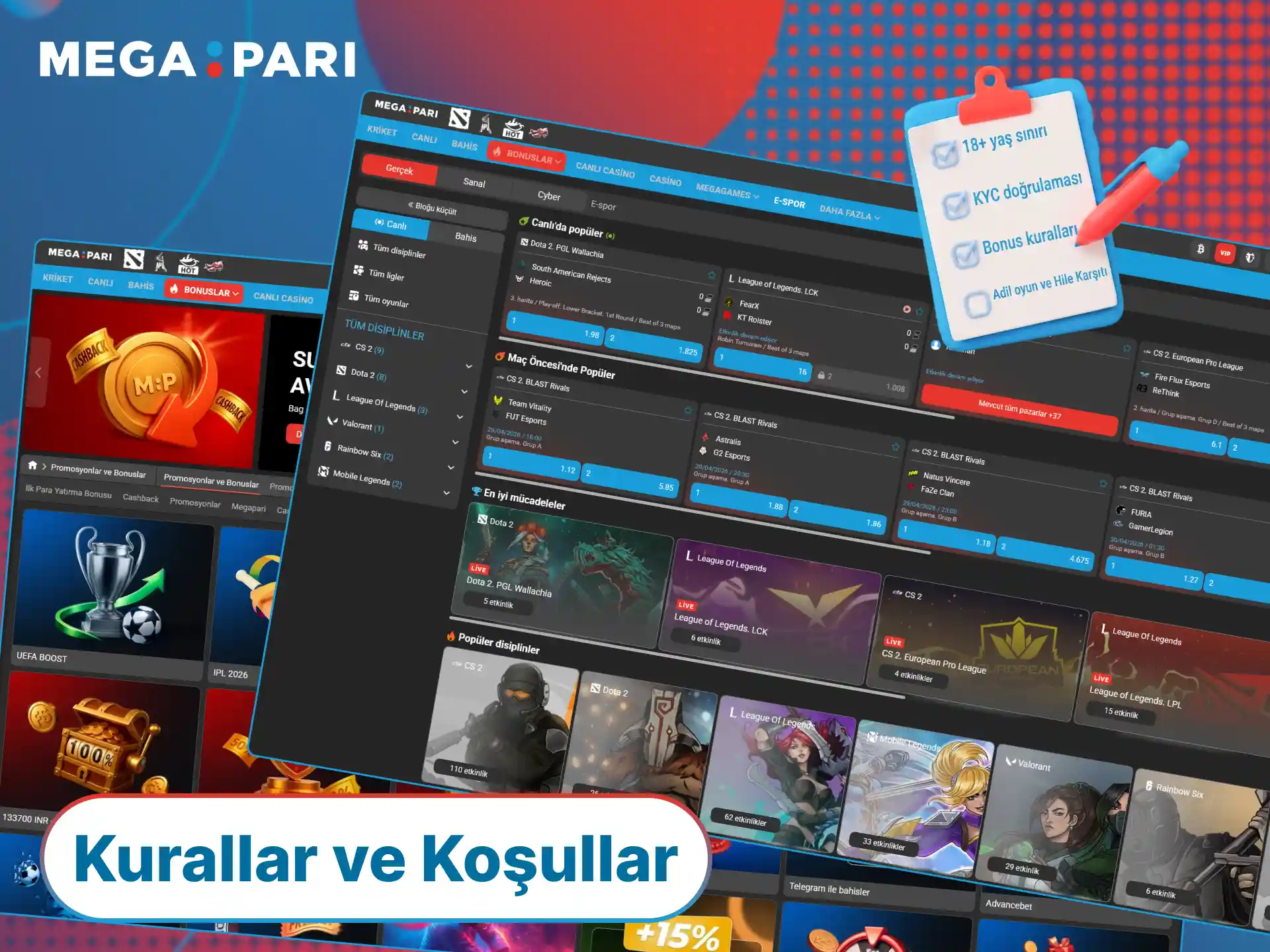 MegaPari kullanım kurallarını okuyun ve bahis deneyiminizi doğru yönetin.