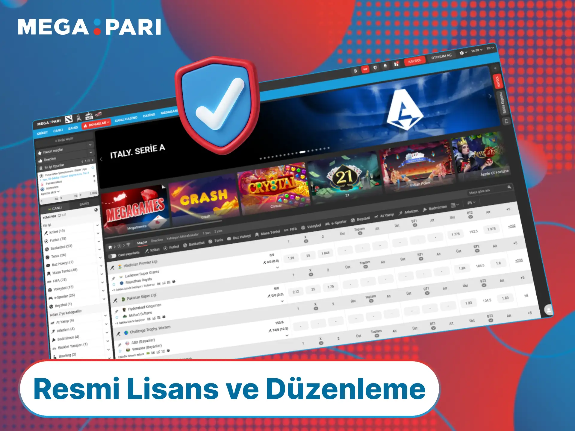 MegaPari Official lisans bilgilerini inceleyin ve güvenilir bir ortamda bahis yapın.
