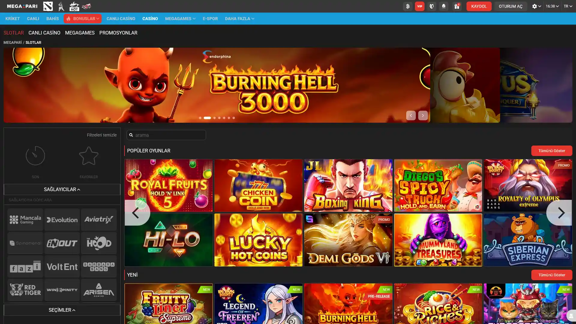 MegaPari casino lobisinde en popüler oyunları oynayarak büyük kazançlar hedefleyin.