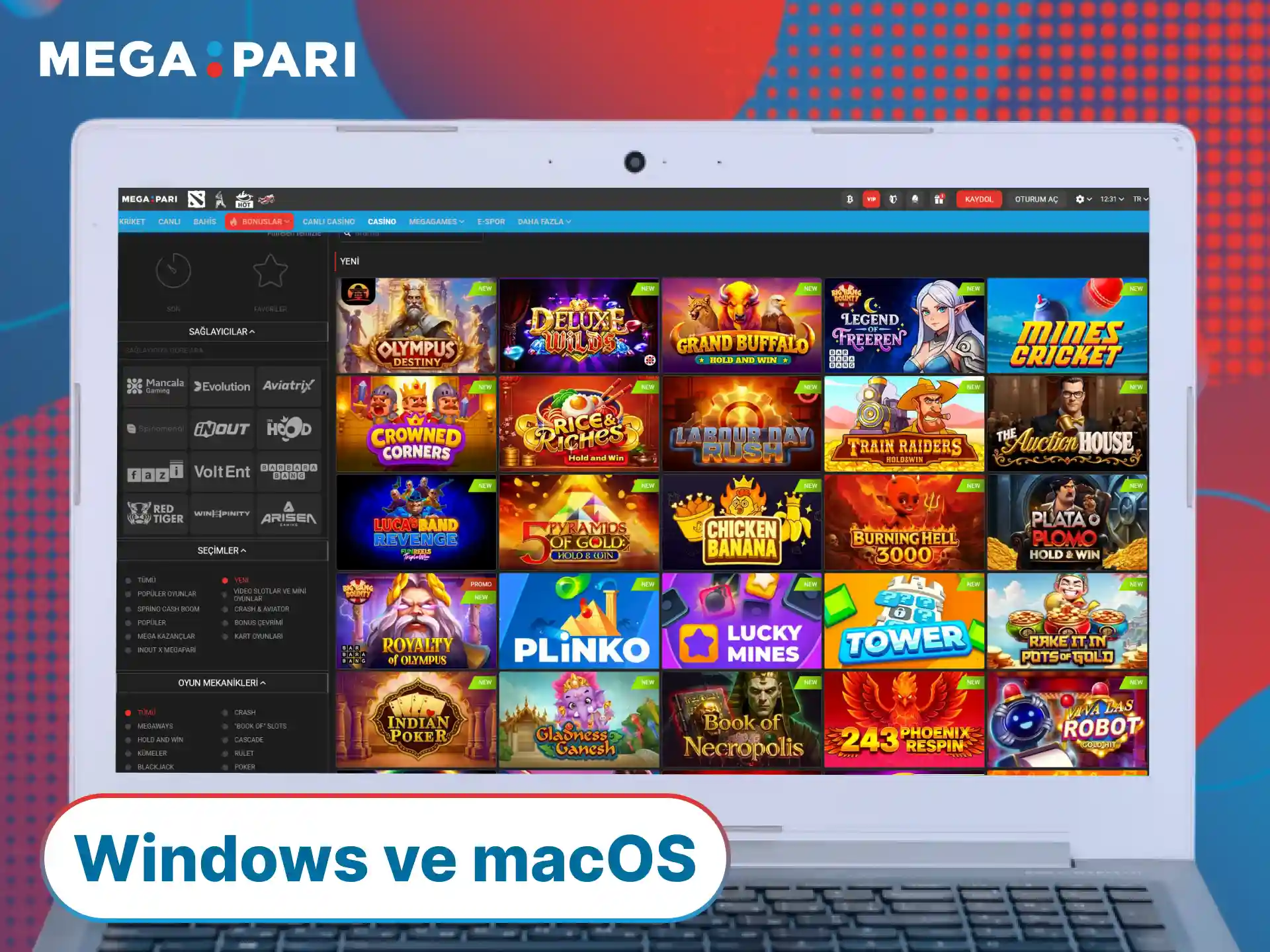 Windows veya macOS üzerinden MegaPari masaüstü sürümüne erişerek bahis yapın.