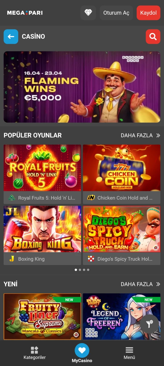 MegaPari mobil uygulaması üzerinden gerçekçi casino oyunlarının keyfini sürmeye başlayın.
