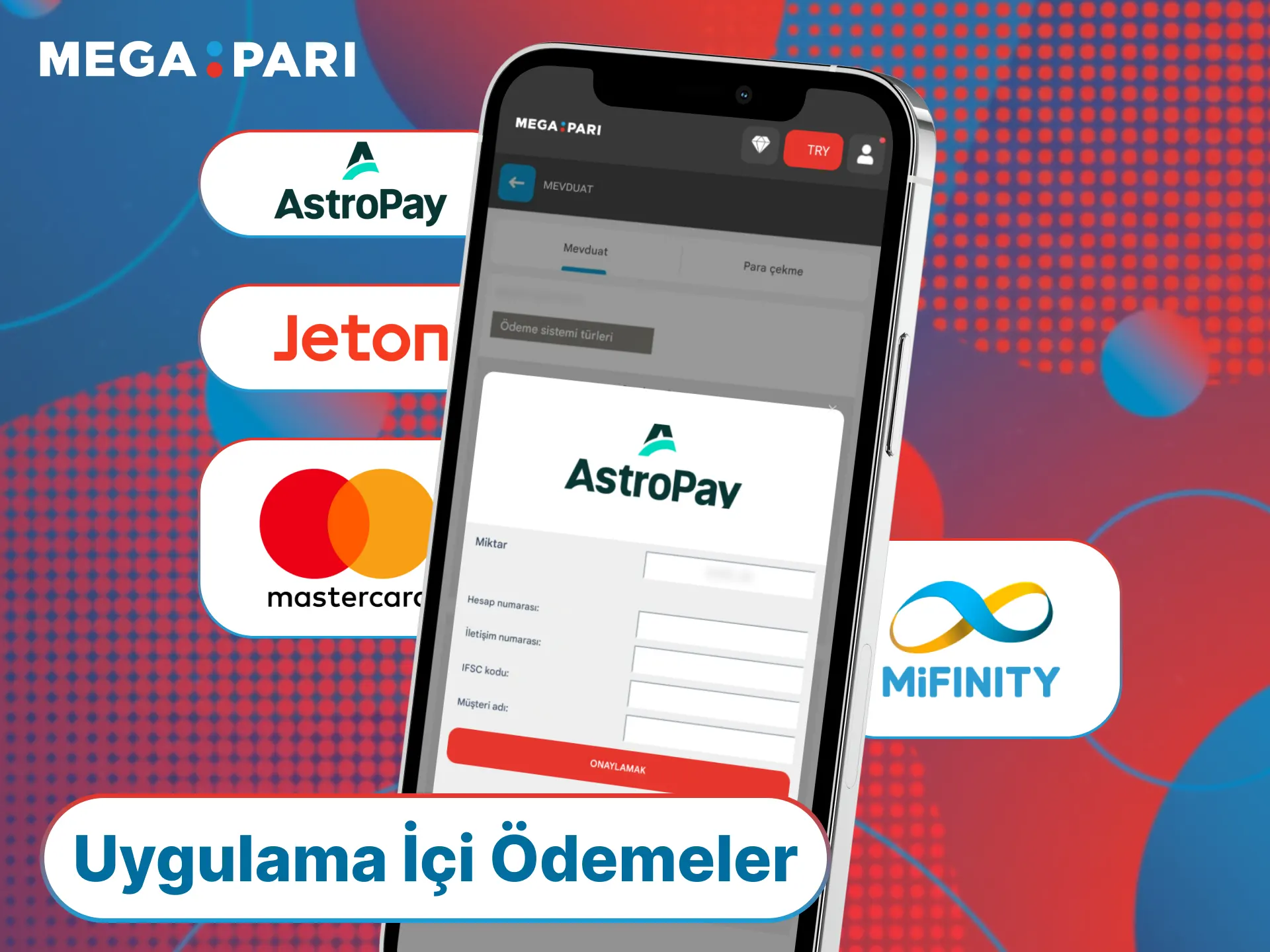 Türkiye içindeki kullanıcılar için sunulan güvenli MegaPari App ödeme yöntemlerini kullanarak bakiyenizi yönetin.