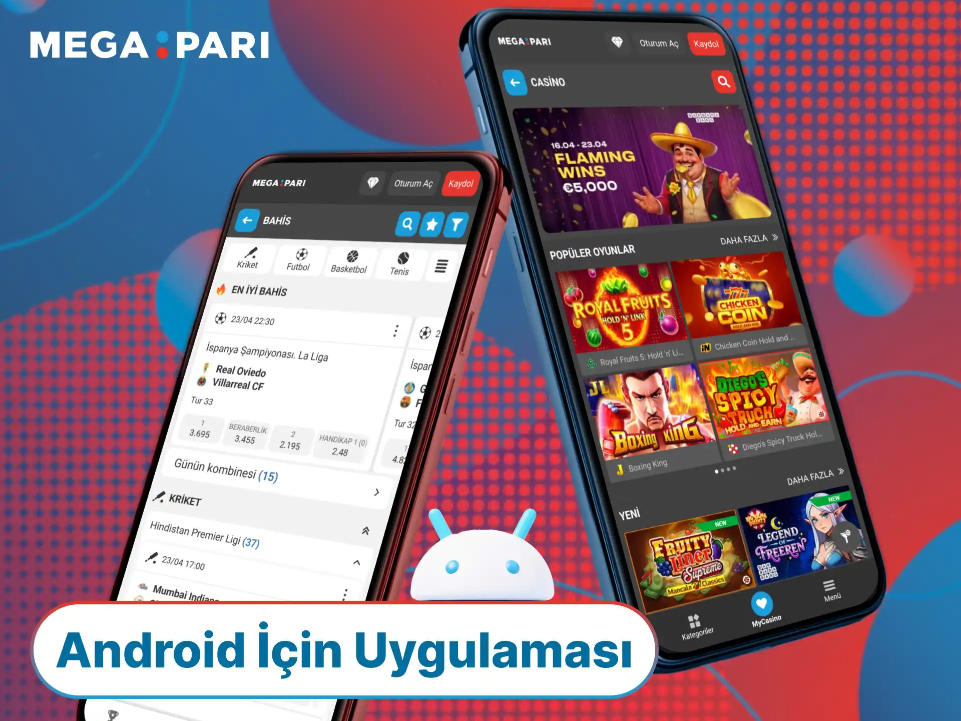 MegaPari Android uygulamasını cihazınıza indirin ve kesintisiz mobil bahis keyfini sürün.