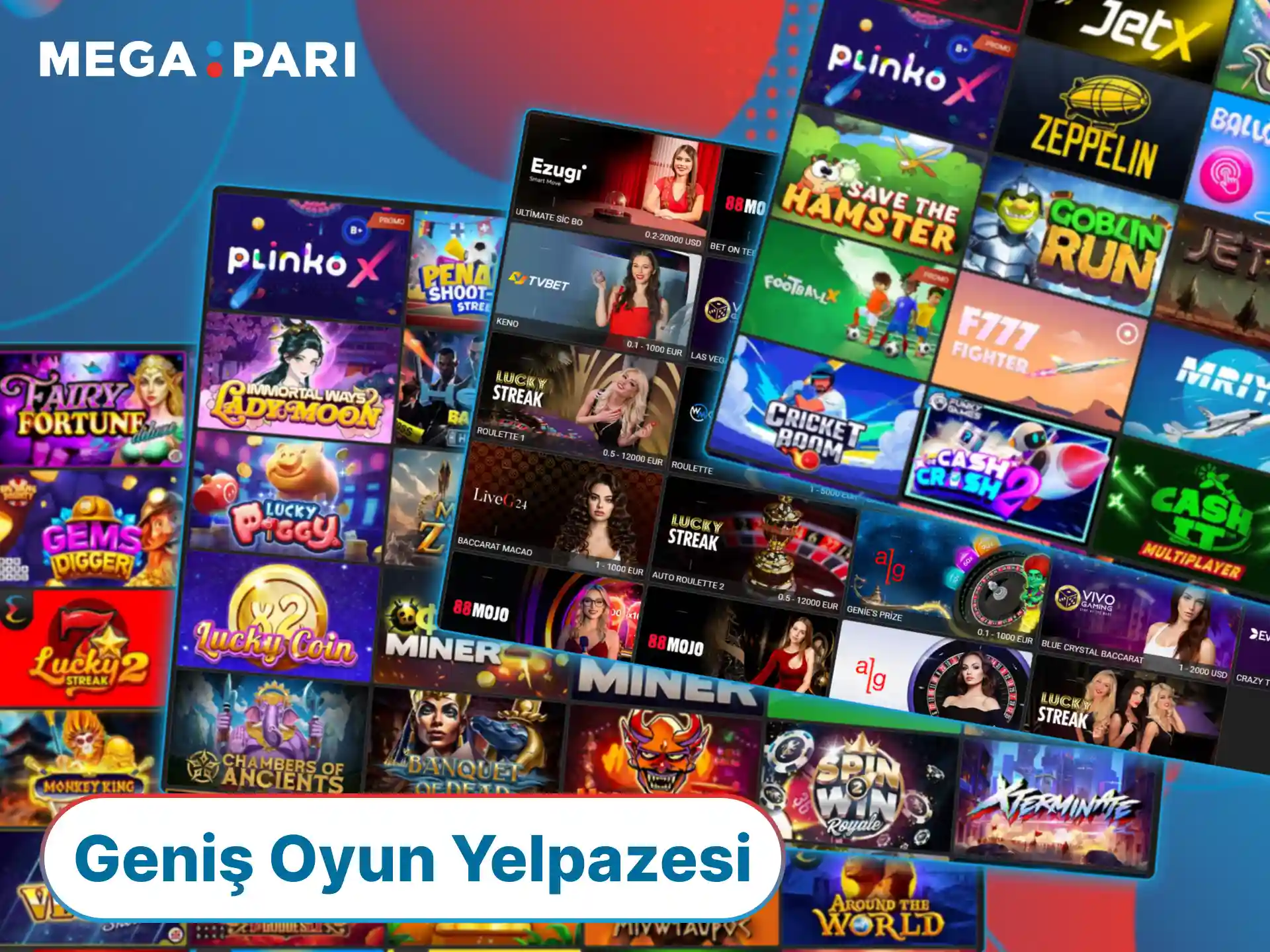 MegaPari casino bölümündeki geniş oyun koleksiyonuna göz atın ve favori oyununuzu seçin.