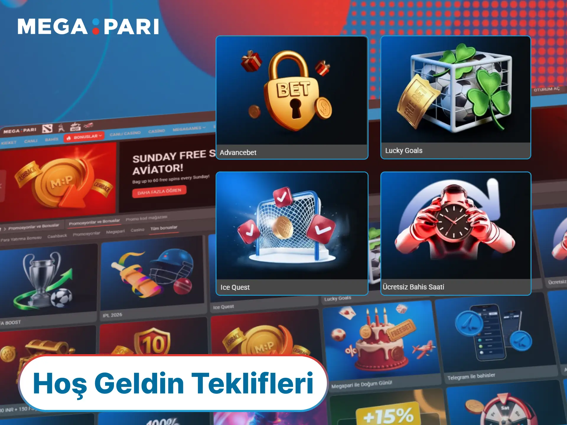 MegaPari hoş geldin bonusu ile spor bahislerinde veya casino lobisinde şansınızı katlayın.