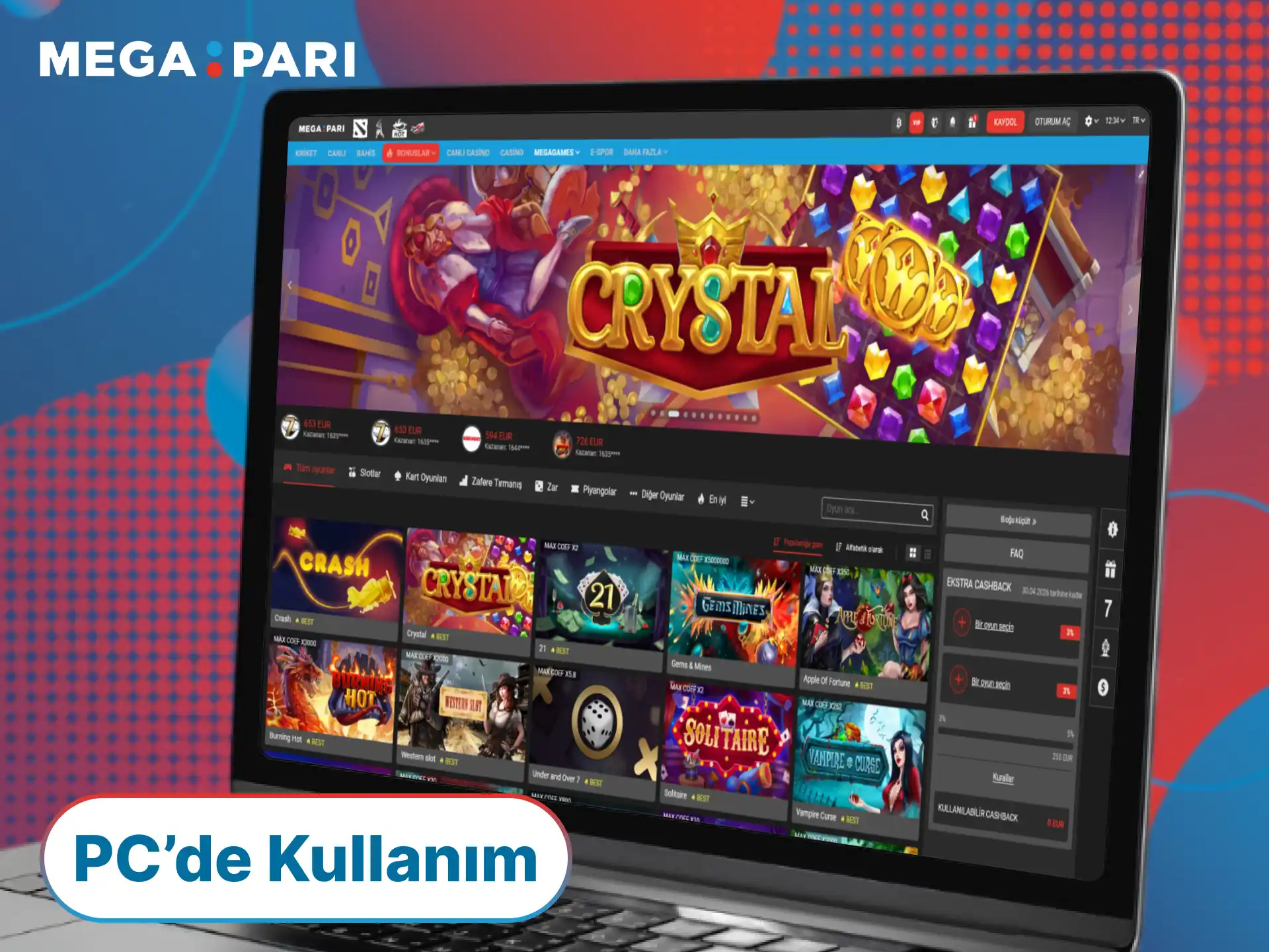 MegaPari masaüstü versiyonu ile bilgisayarınızdan en yüksek oranlı bahislerin tadını çıkarın.