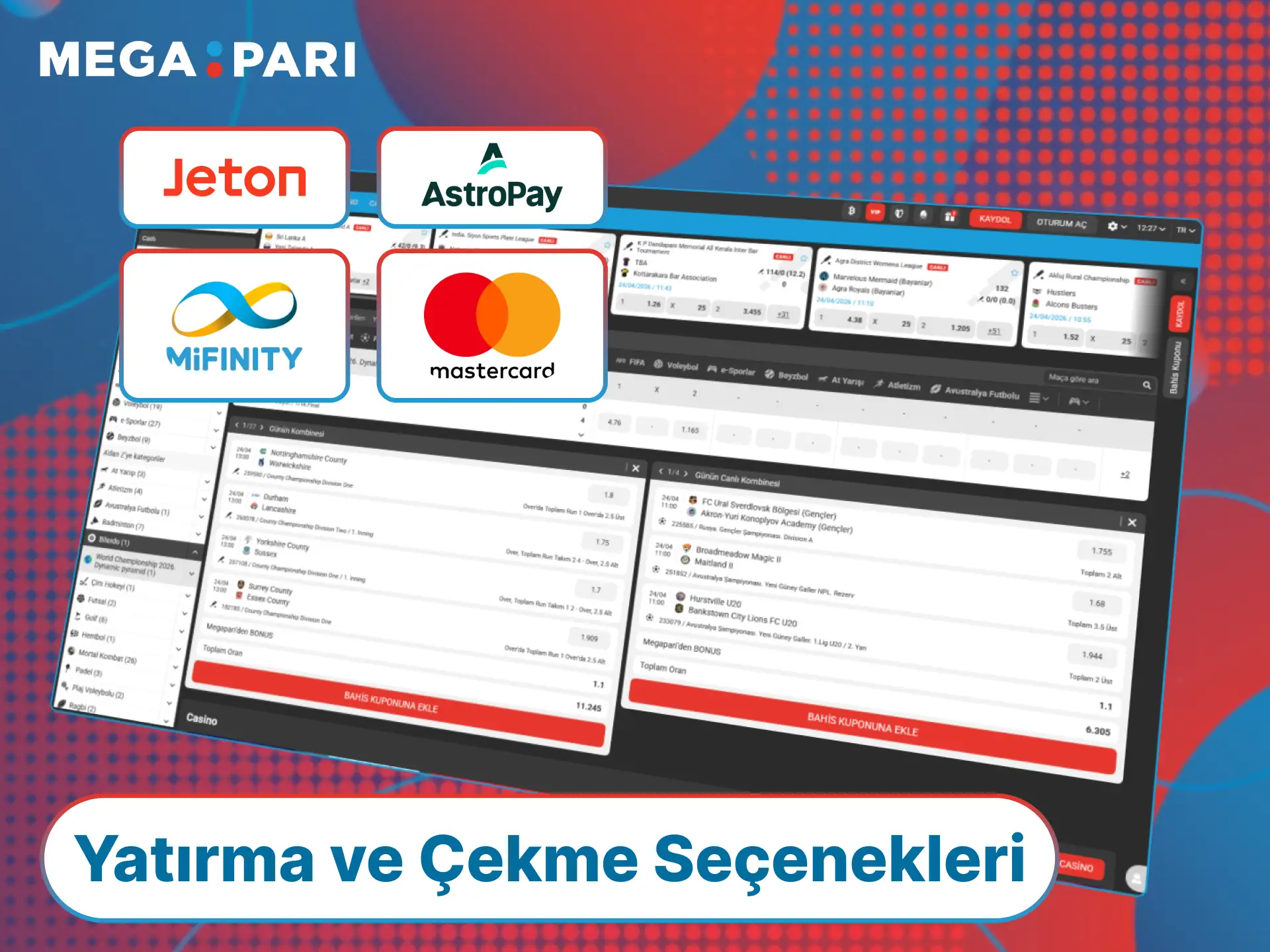 MegaPari Türkiye hesabınıza güvenli yöntemlerle para yatırın ve kazançlarınızı hızla çekin.