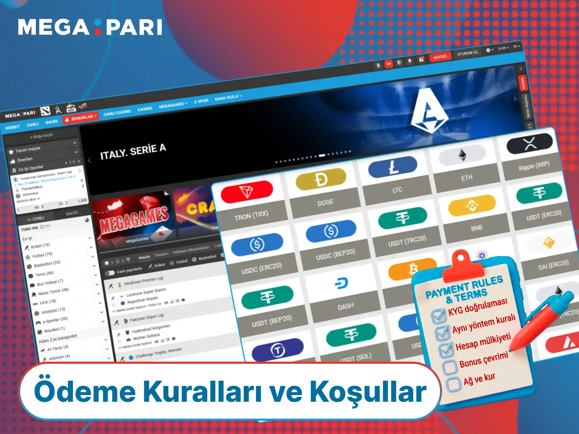 MegaPari para yatırma ve çekme kurallarını öğrenerek işlemlerinizi güvenle tamamlayın.