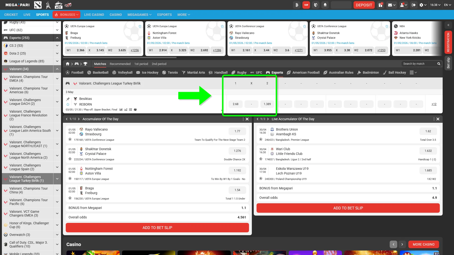 Choose the most favorable odds to bet on sports with MegaPari.