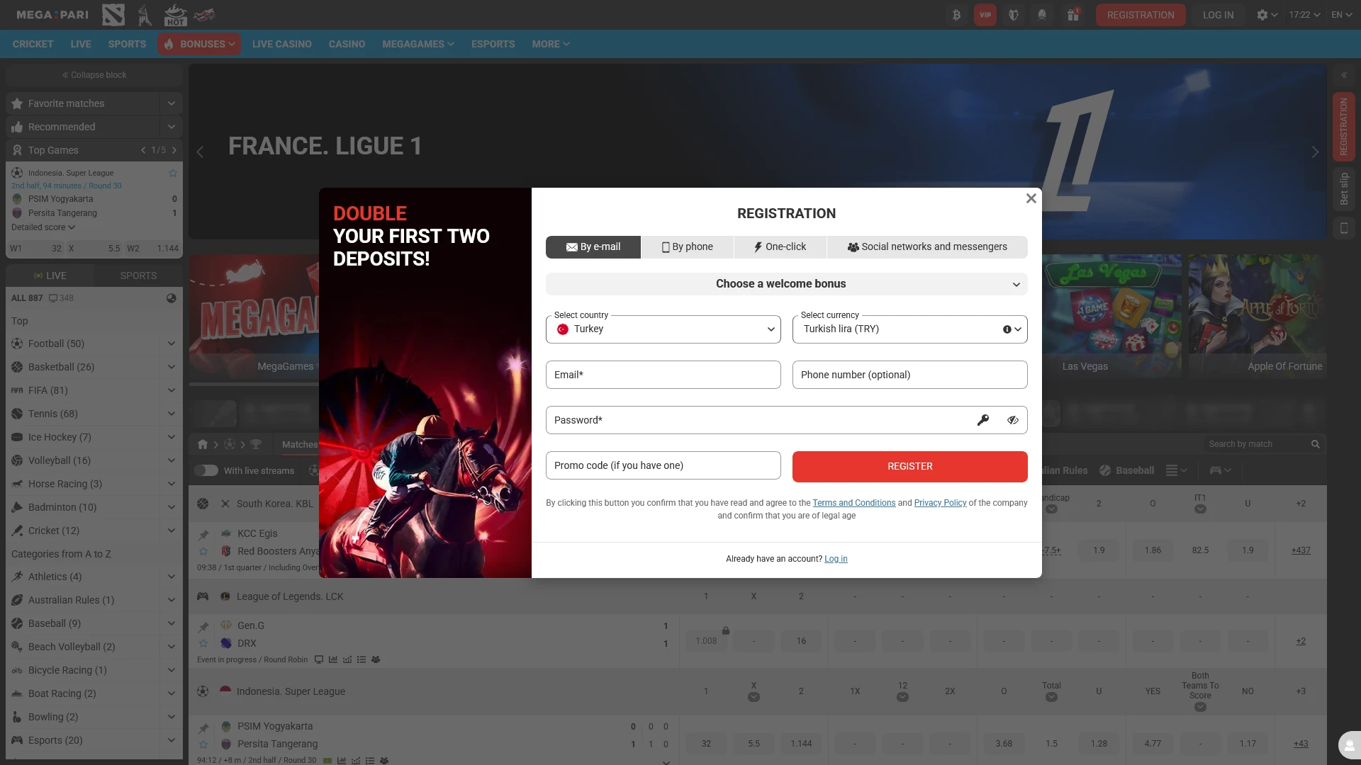 Complete the registration at MegaPari Turkey to access all features.