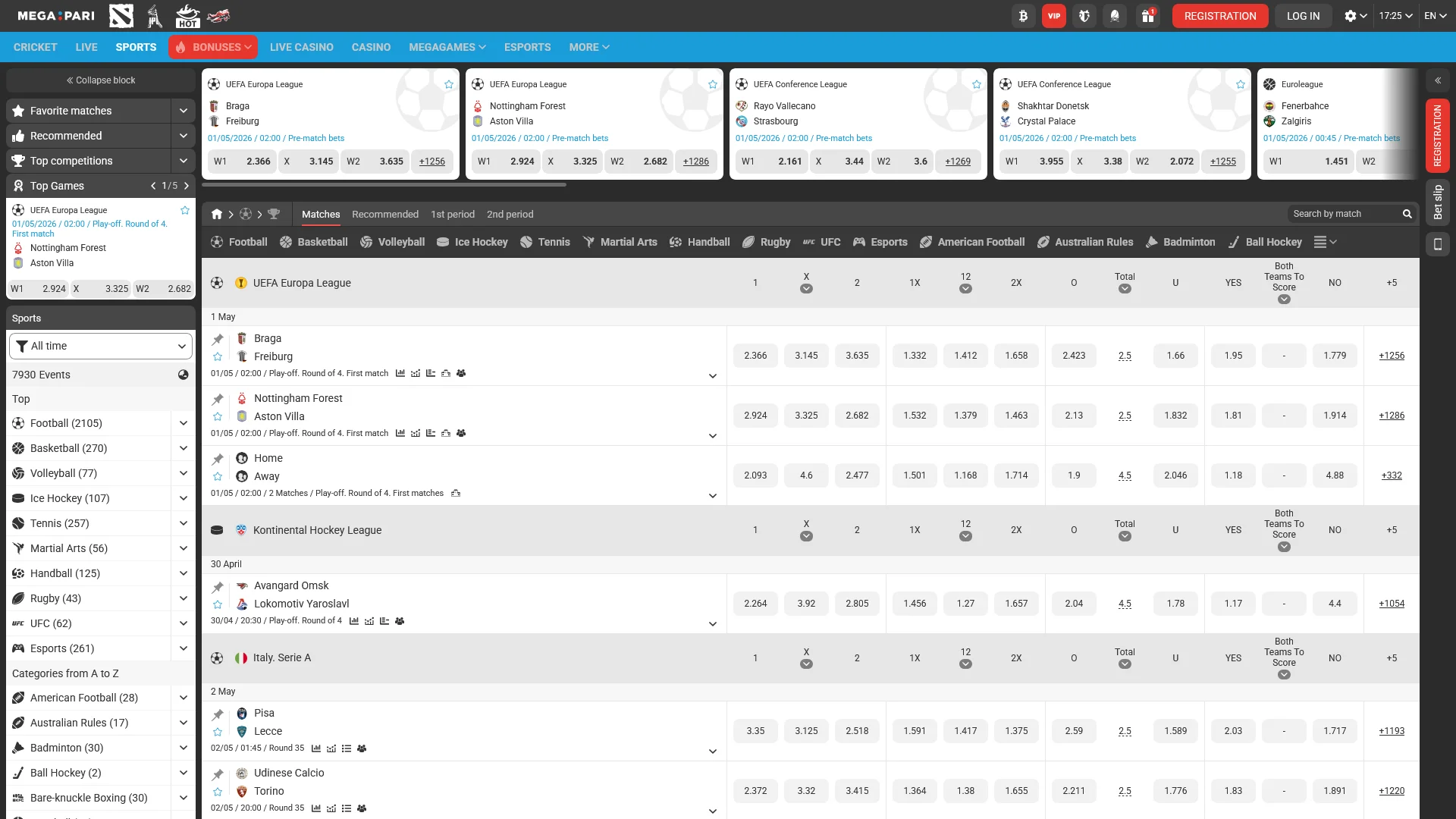 Check the sports betting section at MegaPari Turkey to place bets.