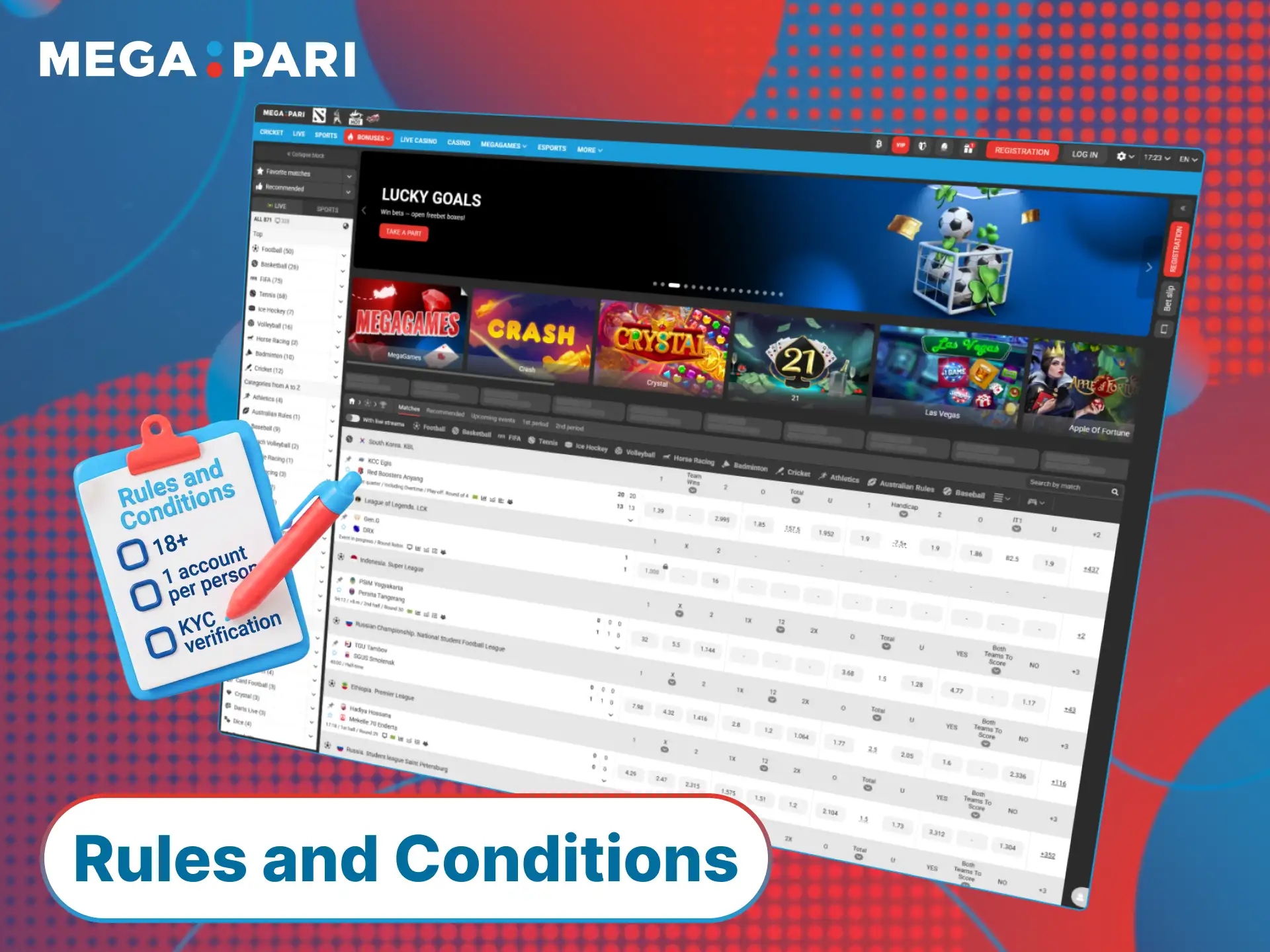 Read the essential terms for sports betting and gaming at MegaPari Turkey.