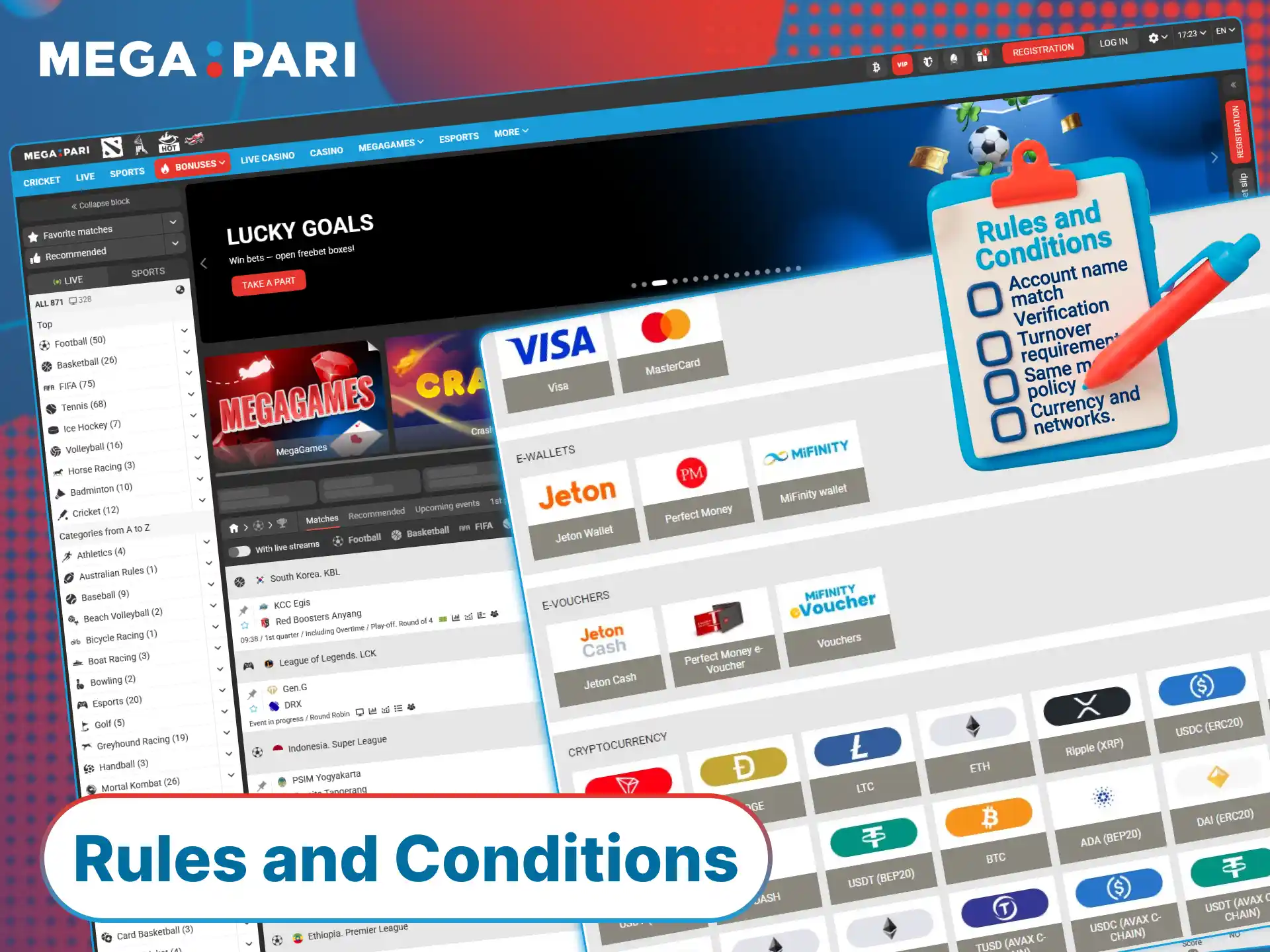 Check the specific rules to pay and withdraw at MegaPari.