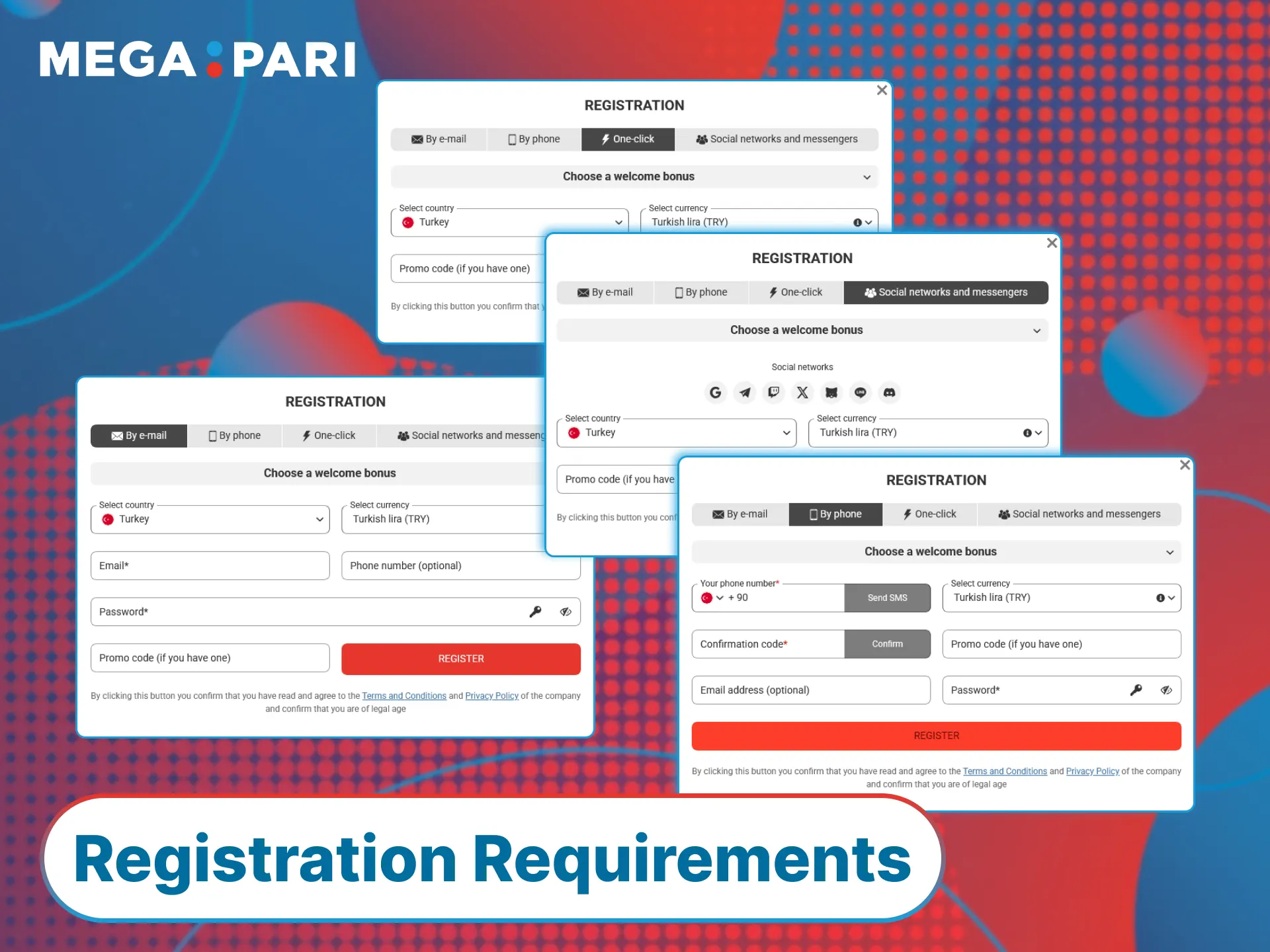 Create a personal profile at MegaPari Turkey to meet all registration requirements.